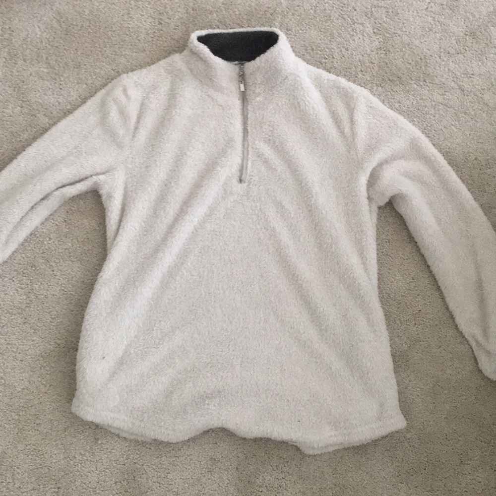 Fuzzy off white quarter zip